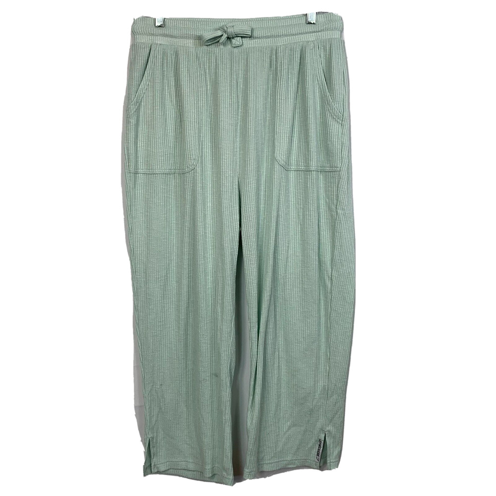 Gymshark Pants‎ Womens L Mint Green Knit Crop Lounge Wide Leg Stretch Athleisure